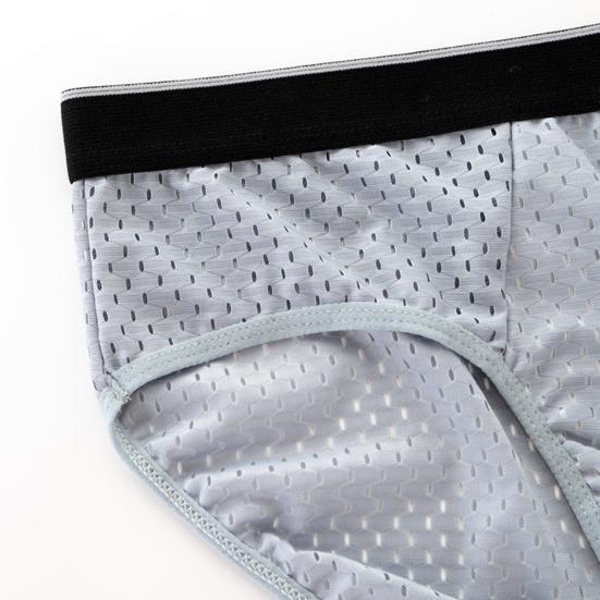 Men Panties Breathable Mesh Elastic Mid Waist Color Block No Trace Inside Wearing Large Size Ice Silk Sexy Male Underwear Briefs for Daily Life