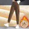 Outono Inverno Mulheres Soltas Engrossar Plush Calças Casuais Calças Quentes de Veludo Cotelê Femininas Leggings Calças Harem de Cintura Alta Calças