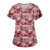 Women's Fashion Casual Christmas Print Pocket T-shirt Top