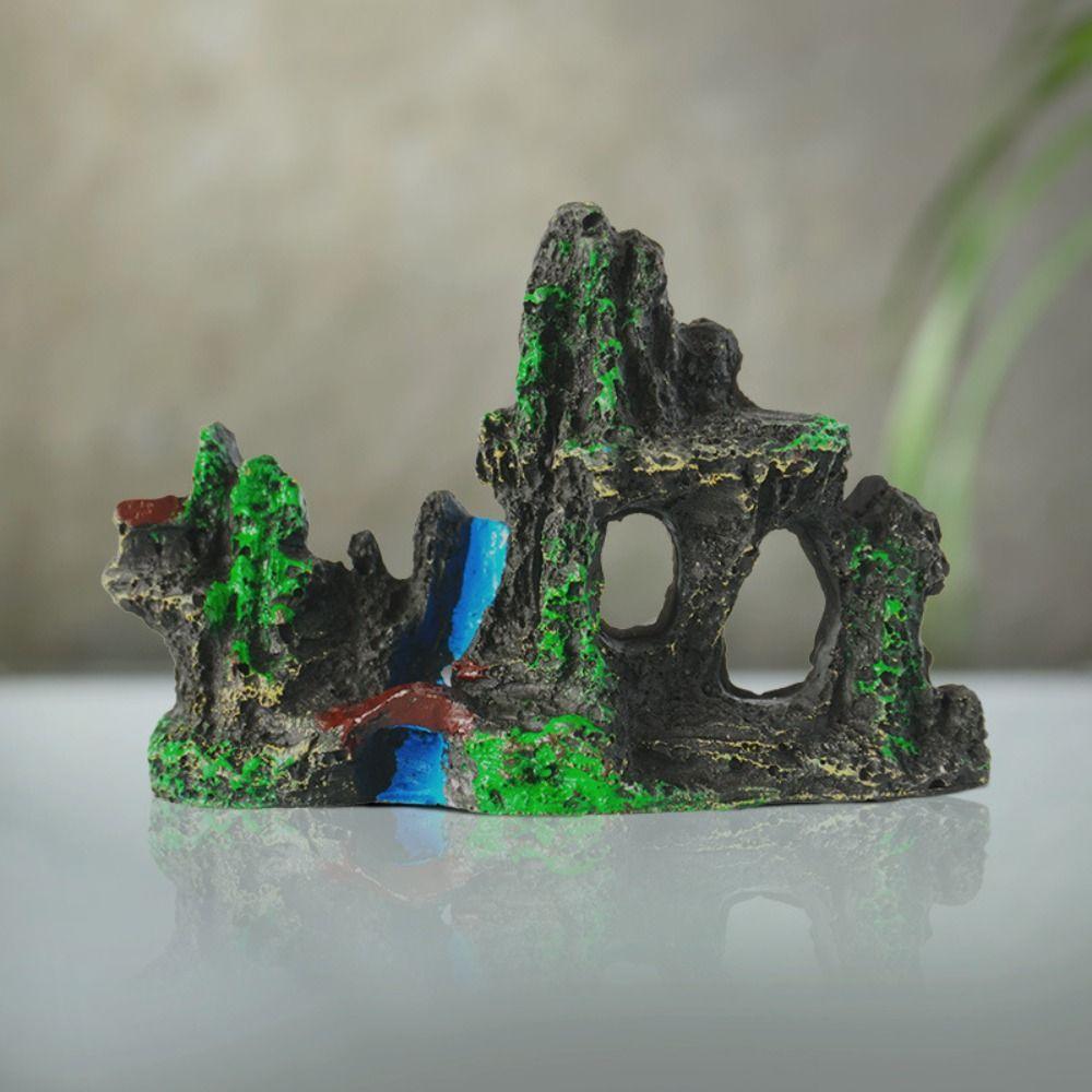 Resin Craft Aquarium Rockery Figurines Realistic Simulation Stone Statue  Fish Tank Landscape Decor