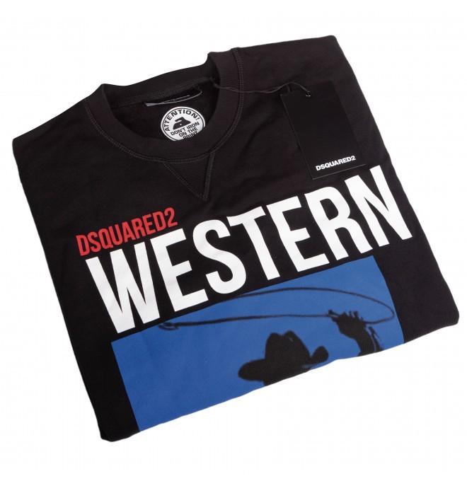 DSQUARED2 branded Italian western sweatshirt black - Size: M