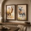 Animal Wall Art, Farmhouse Horse Highland Cow Sheep Canvas Painting, Wildlife Poster Print for Farmhouse Country Room Decor
