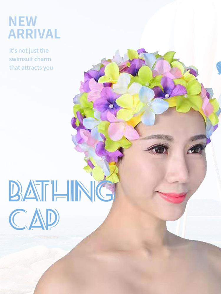 3D Flower Swim Pool Hat Breathable Bathing Cap Soft Long Hair Swimming Bath Cap Ear Protection Comfortable Pool Accesories