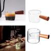 Clear Scale Heat Resistant Measuring Cup with Wooden Handle Small Glass Ounce Cup for Coffee Barista Kitchen