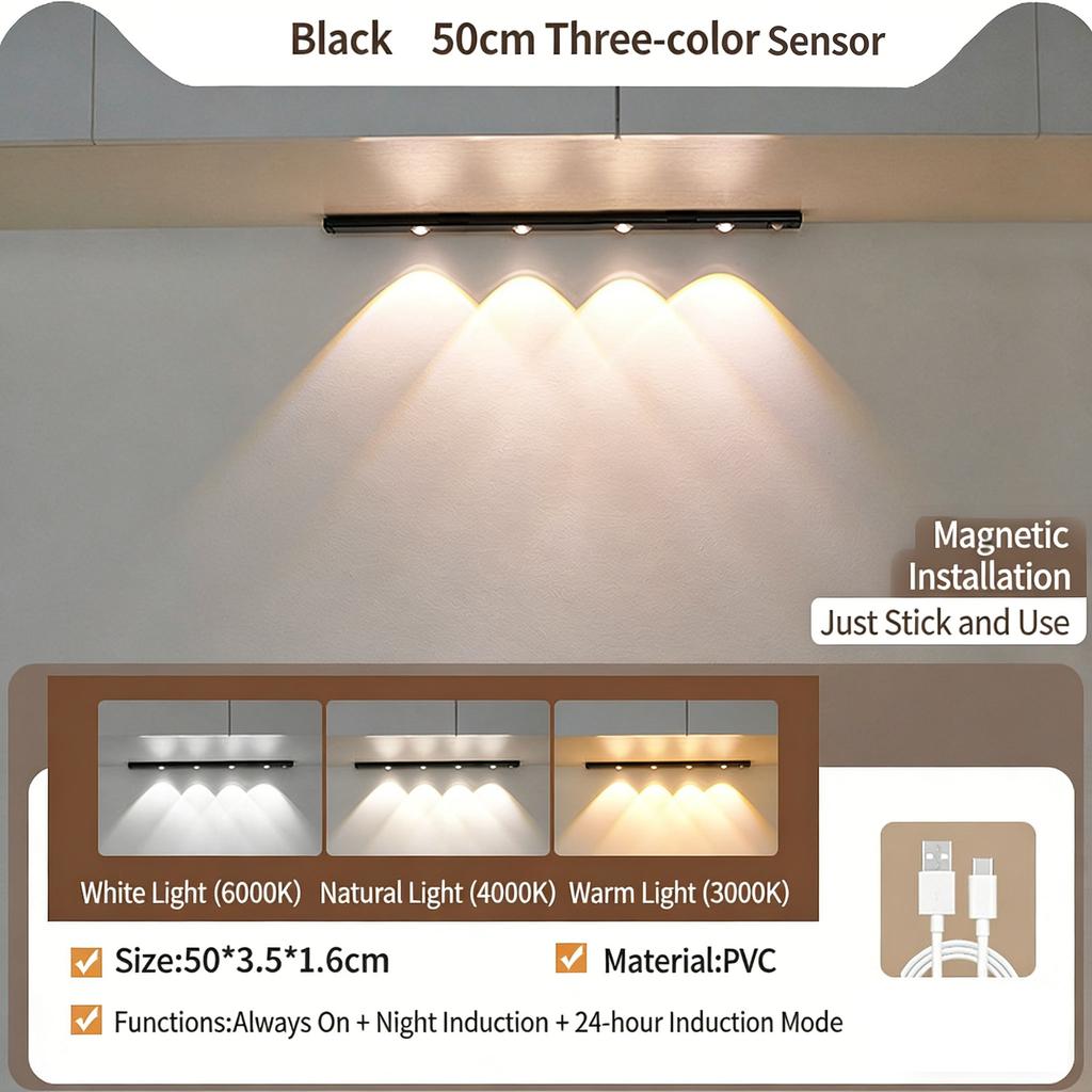 Motion Sensor Light LED Sensor Lamp Wireless Ultra Thin USB LED For Kitchen Cabinet Bedroom Wardrobe Indoor Lighting Night Light