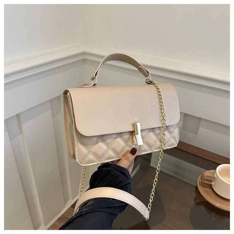 2025 лакированный ромб темпераментный модный дизайн на одно плечо через плечо однотонный замок свежий подмышечный текстурный кошелек-сумка