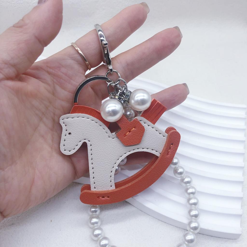 Year of the Horse small pendant keychain bag pendant three-dimensional PU rocking horse pendant holiday small gift car pendant pendant