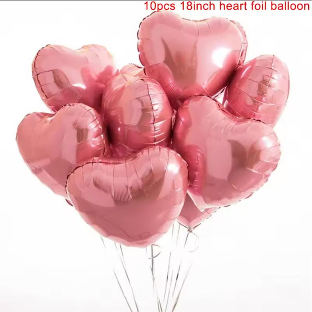 10pcs 18inch Rose Gold Love Heart Shape Foil Balloons Wedding Birthday Party Decorations Aluminum Foil Ballons Air Balls Globos