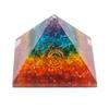 Resin Medium Size Multicolor Set of 1 Seven Chakra Multi Stone Orgone Crystal Pyramid for Reiki Healing, Vastu Correction, Meditation, Aura Cleaning