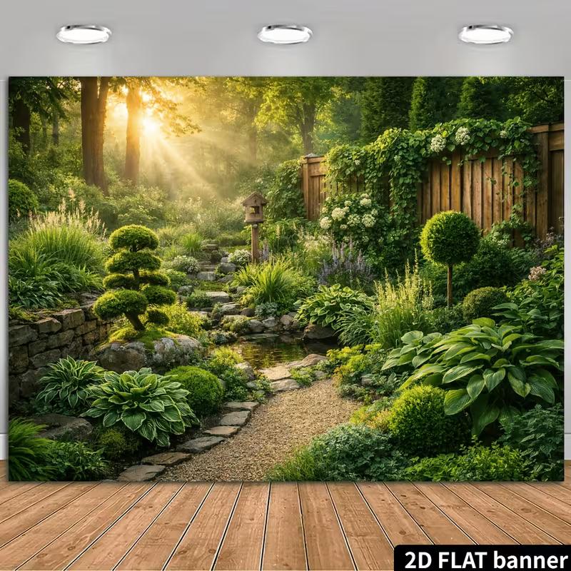 2D Morning Sun Green Yard Plant Outdoor Maternity Portrait Photography Backdrop Decor