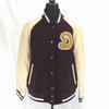 DESPINA/Wool Varsity Jacket with Leather Sleeves/Size 2/Women's M/Purple/Quilted Lining/Chest Patch