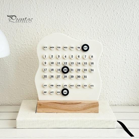 Wiederverwendbarer Ganzjahreskalender, Ewiger Block mit Datumsmarkierer, Schreibtisch-Holz, Moderne minimalistische Basis, DIY-Ring, Ein Tagesplaner für Büro und Zuhause