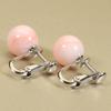 Gane Coral Pink Coral Round Ball Earrings Silver Undyed