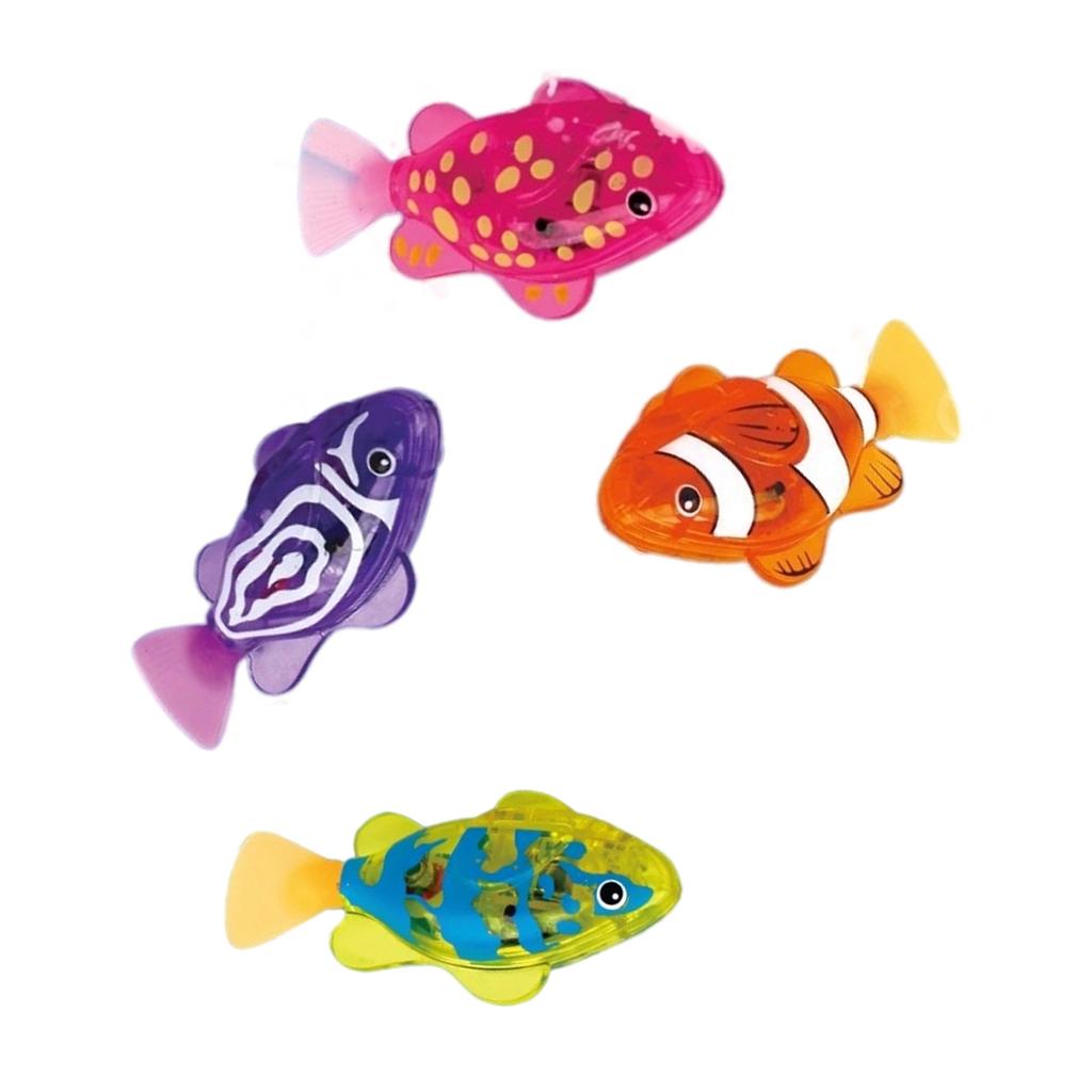 4er-Pack Sensoraktivierte Schwimmfisch-Badespielzeuge mit Leuchtfunktion für Kinder-Poolspielzeit