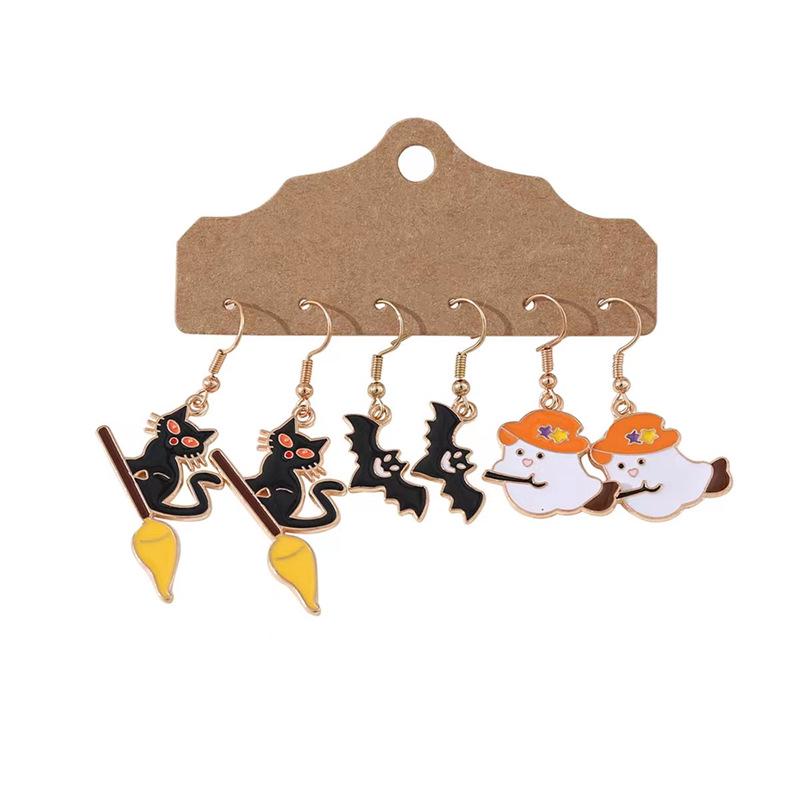 European-American Holiday Drip Oil Earrings Set: Christmas & Halloween Designs