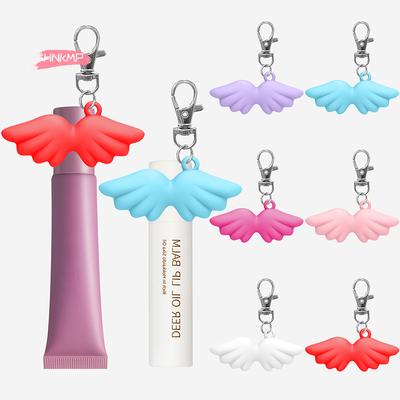 Durable Silicone Lip Balm Keychain Cap Bag Pendant Lipstick Storage Key Ring Makeup Tool Accessory Lip Gloss Keycap
