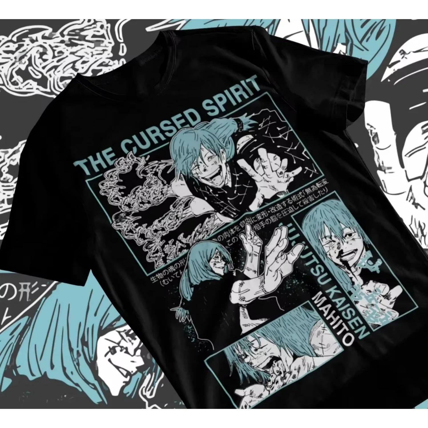 

2026 Fashion New Anime Jujutsu Kaisen Mahito Curse Short Sleeve T-Shirt Soft Shirt Soft Casual Parent-child T-Shirt Streetwear S чёрный