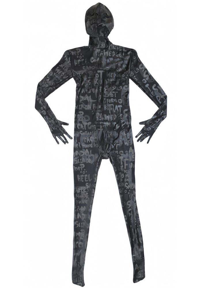 Fashion Printing Pu Full Cover Bodysuit Nightclub Invisible  Stage Performance Jumpsuit Men'S Zentai High Elastic Shaping Tights