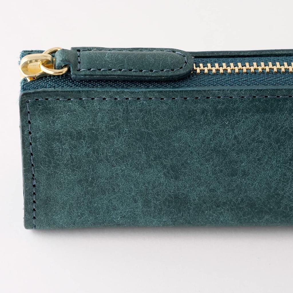Slip-on PB Zipper Pen Case, Medium, Petrolio (Indigo), IPV-5801, Italian Leather, Slim, Simple Design