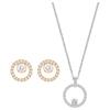 Constella Rhodium Plated NecklaceStud Earrings Set Womens Multicolor
