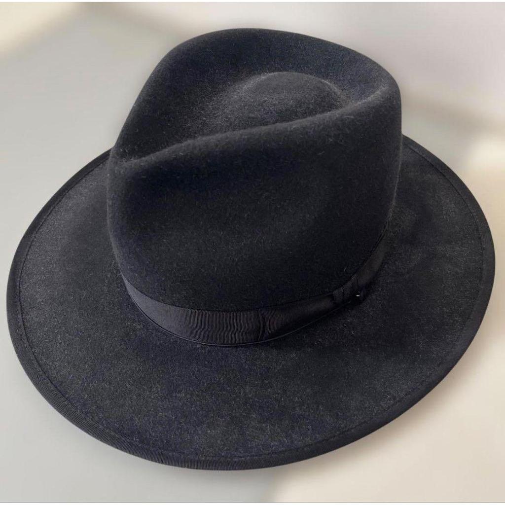 Used Schott X Stetson One Star Fur Hat Black 57cm
