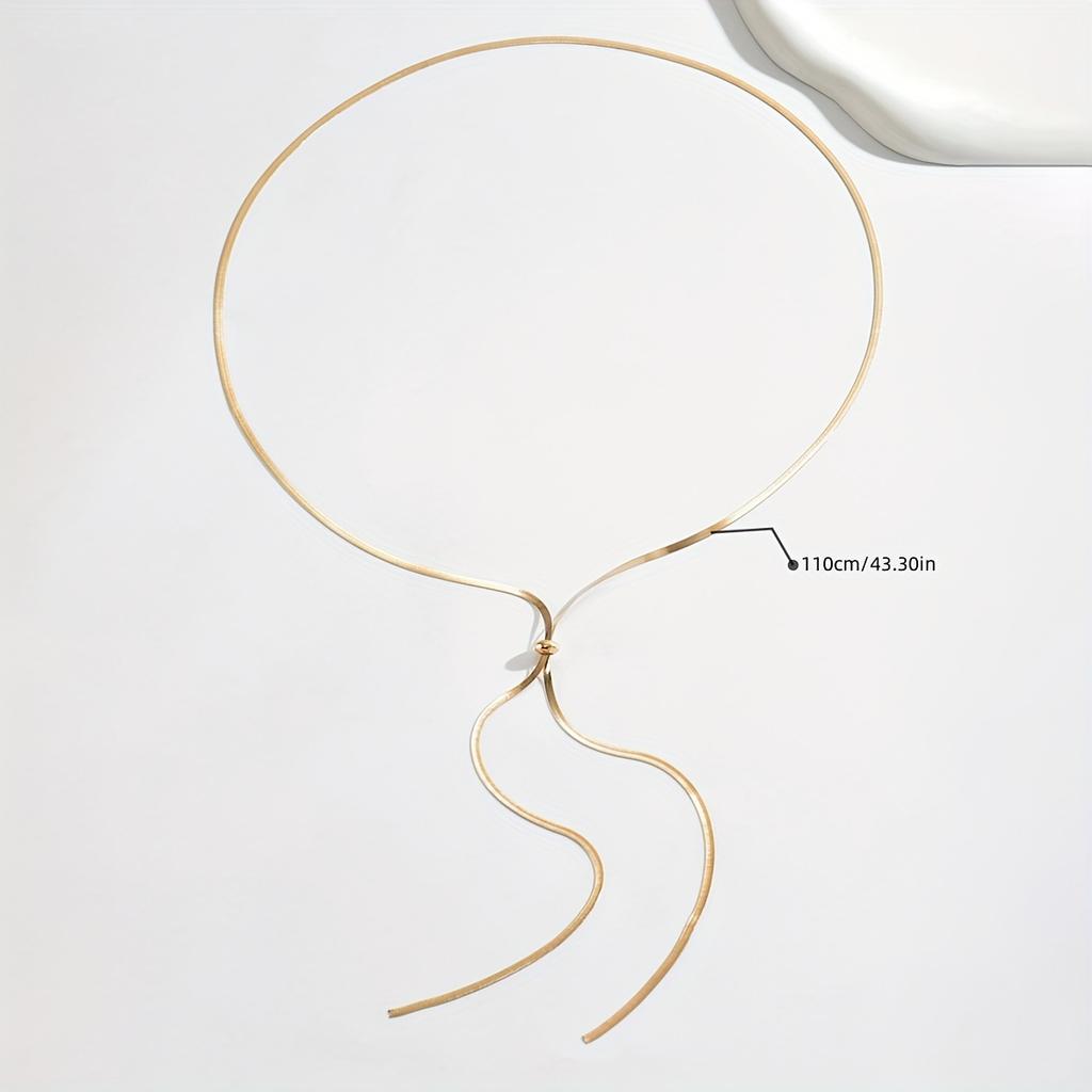 Verstellbare Y-förmige lange Halskette, kein Verblassen, minimalistische Kordel-Pulloverkette, flache Schlangenknochenkette mit Persönlichkeit, Damenhalskette