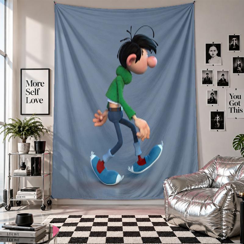 Wall TapestryGaston Lagaffe Art Hanging Cloth Decorative Background Cover for Room Decoration