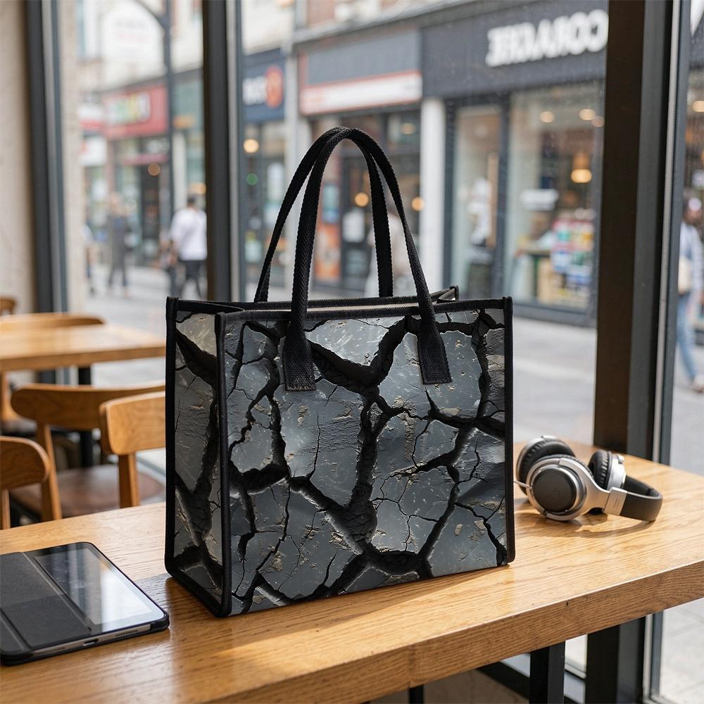Cracked Pattern Tote Bag for Daily Shopping Casual Portable Large Capacity Fashion Handbag