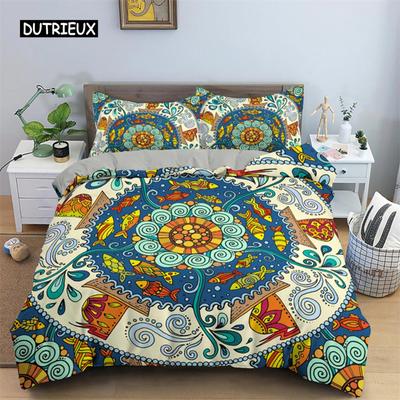 Funda Nórdica de Tortuga Marina Exótica Microfibra Vida Marina Geométrico Funda de Edredón 3D Tema Océano Juego de Ropa de Cama Doble Twin King