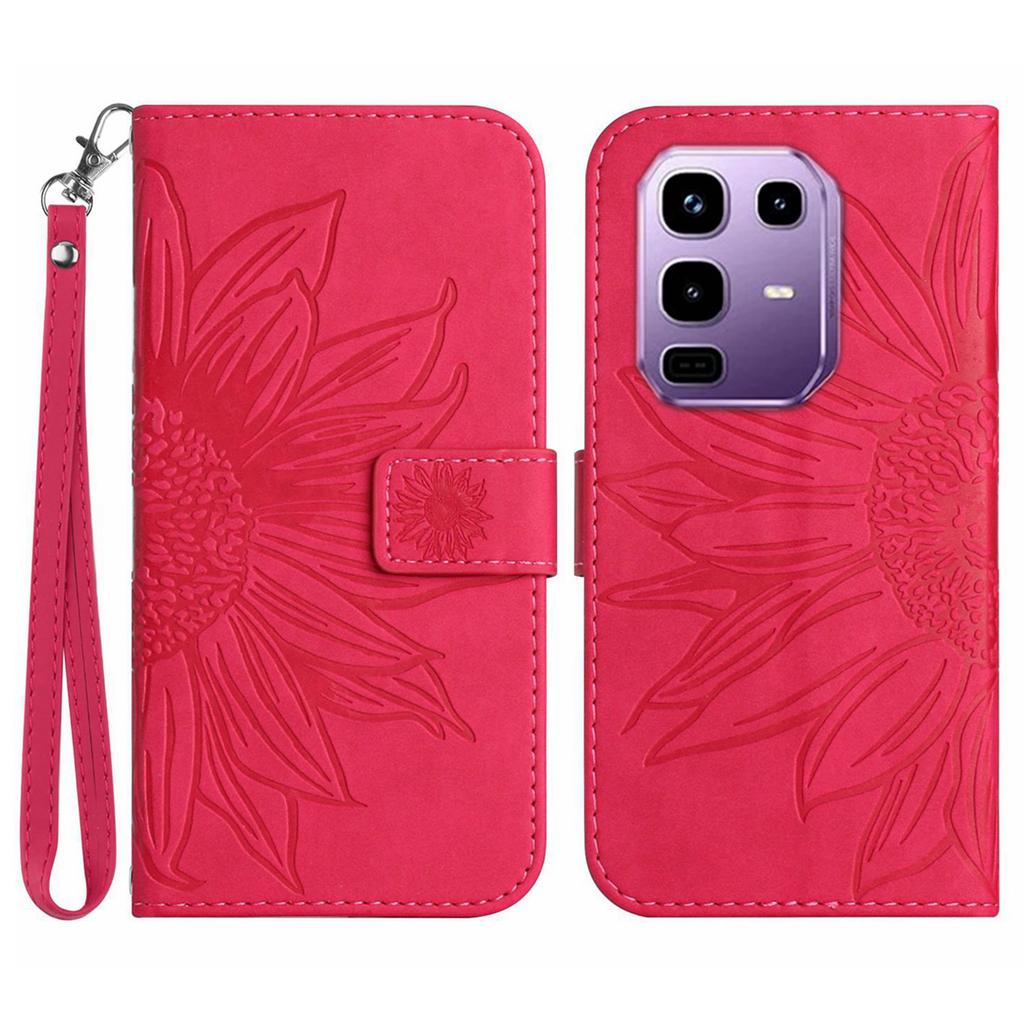 For Infinix Note 50 Pro 4G/50 4G Case Sunflower Imprint Leather Wallet Phone Cover with Wrist Strap