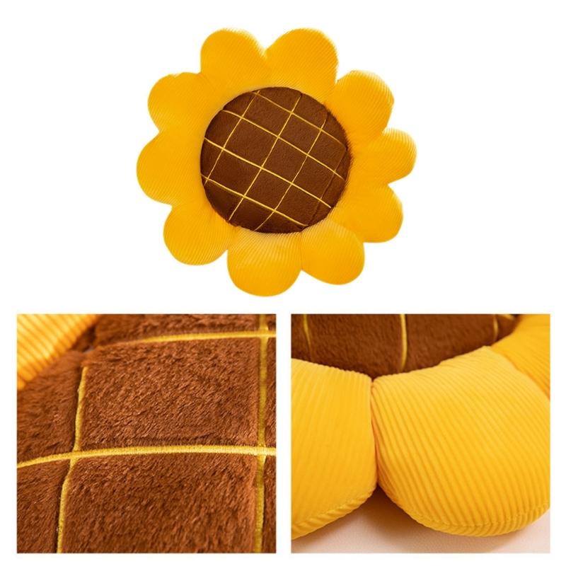 Soft Plushie Flower Throw Pillow, Large Yellow Decorative Cushion for Living Room and Office