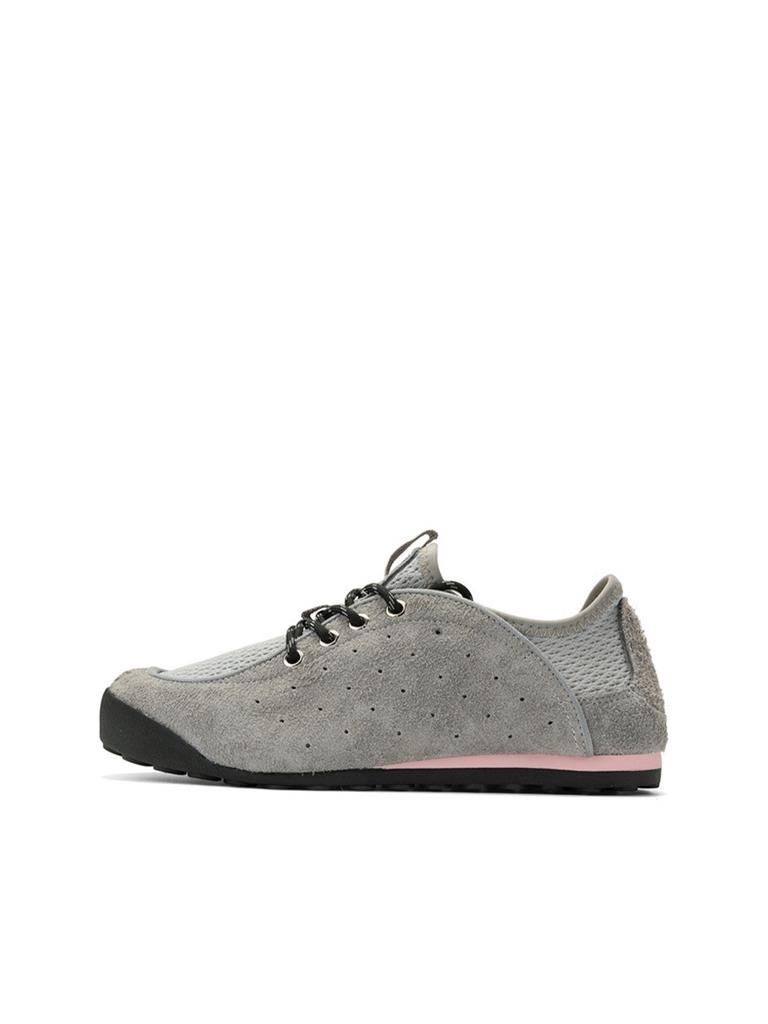 Vintage Suede Mesh Sneakers for Women Breathable Lightweight Casual Lace-Up Shoes with Rubber Sole