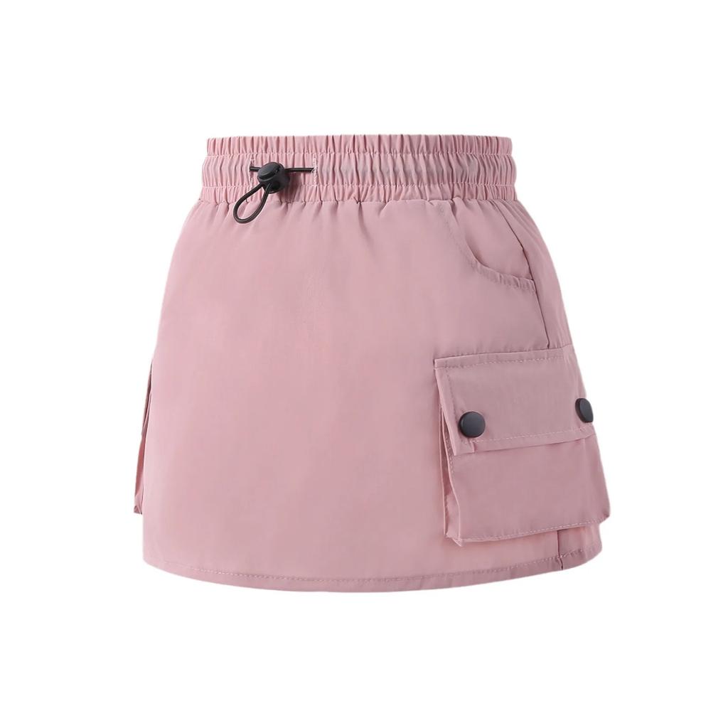 Girls Skirt Spring Summer Casual Short Overallskirt Fashion Pockets A-line Skirt for Kids Teenage Children Skirt 12 13 14 Years