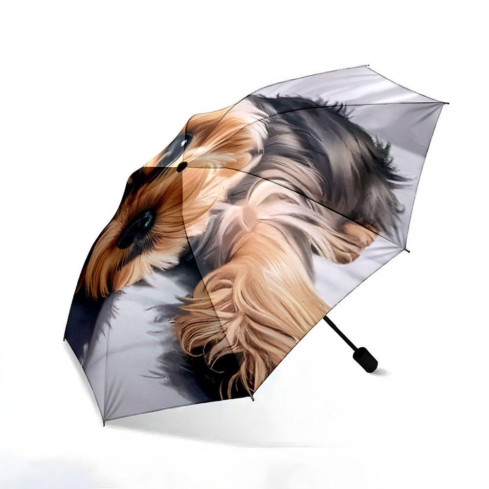 Automatic Folding Umbrella with Yorkshire Terrier Face - Portable Collapsible Design, 8-Rib Durable Frame, Stylish Outdoor Acc