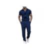 (2XL, Blue) Mens Short-sleeved Jumpsuit