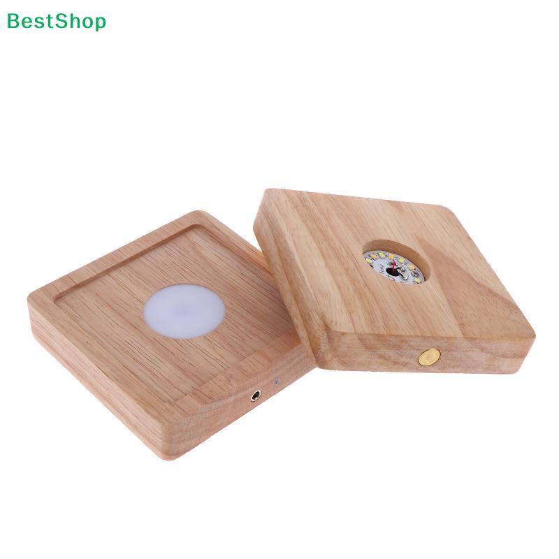 Square Wooden LED Light Base,USB Powered Wood Display Stand for Resin Art,Crystals & 3D Night Lights (Warm White)