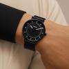 A.b.art Watch Men's Swiss Parts Movement Sapphire Glass Black Dial Stainless Mesh Band Thin Waterproof Analog 41mm Minimal Bauhaus Design