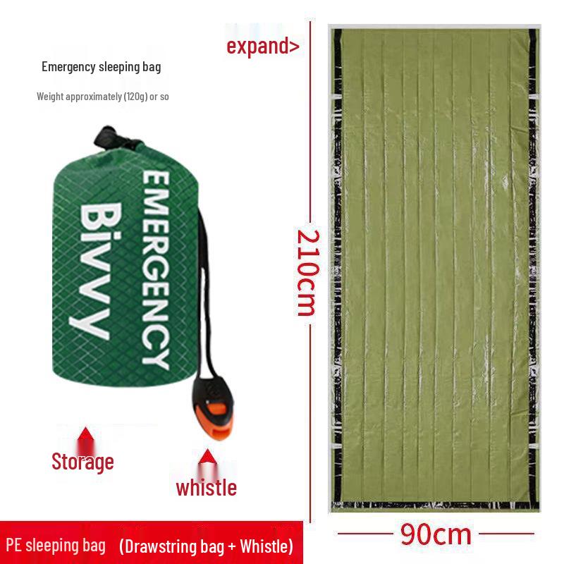 Portable Emergency Sleeping Bag: PE Aluminum, Insulating First Aid Blanket for Outdoor Survival and Camping