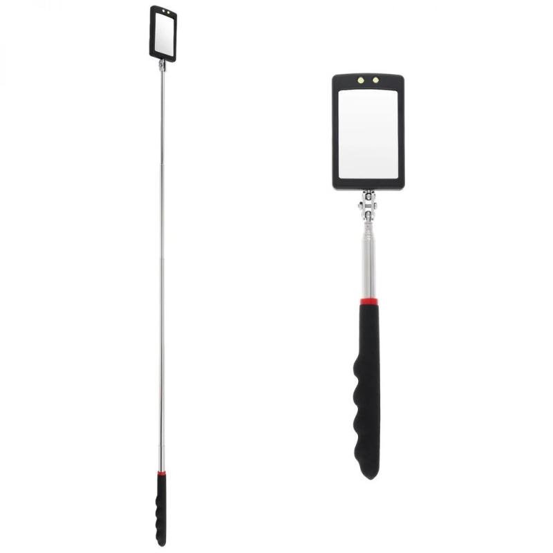 Car 360° Mirror LED Light Telescoping Mirrors Extend Mechanic Tools Inspection Mirror Telescopic Handle Repairing Tools