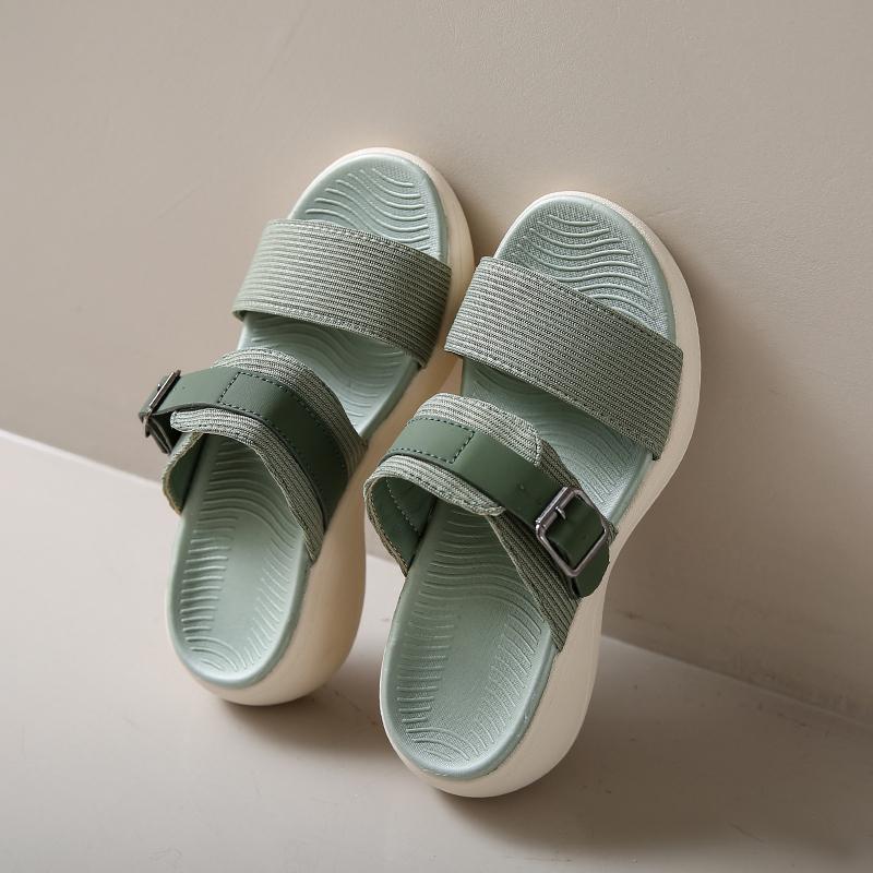 

Fashion 2025 Women s Summer New Thick Bottom Round Head Open Toe Cloth Slippers for Casual Lightweight Comfortable Size 35