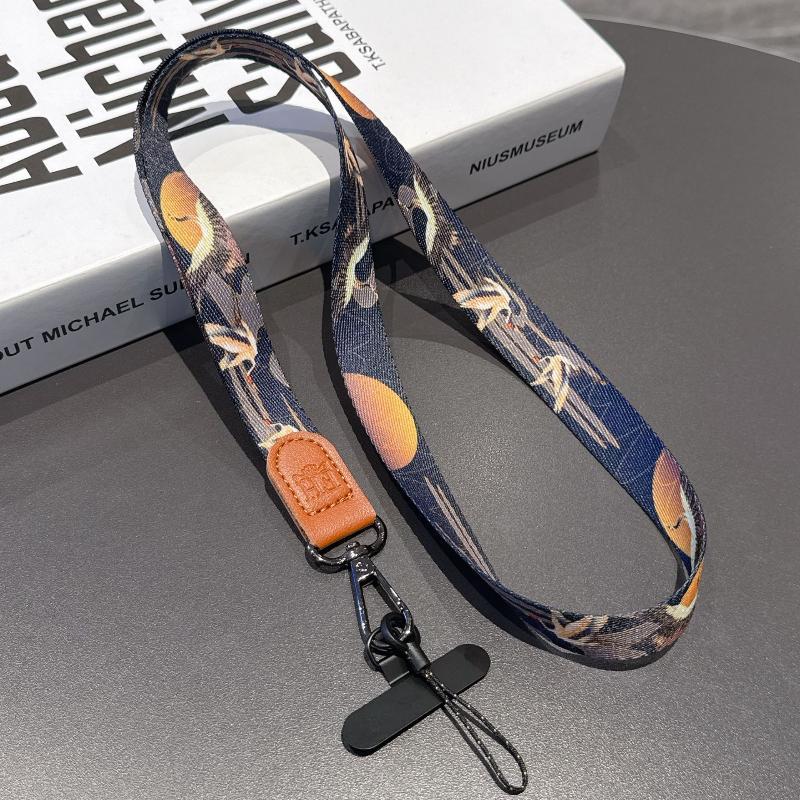 Retro Pattern Crossbody Cell Phone Lanyard Adjustable Hanging Neck Mobile Phone Strap Lanyard Pendant With Universal Card Gasket