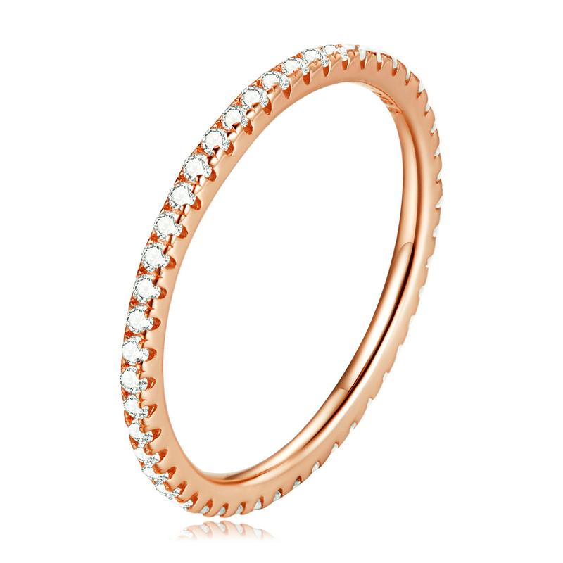 925 Sterling Silver Full Paved Simulated Diamond Stackable Rings, Women Gold Plated Engagement Eternity Bands Colored CZ