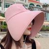Women Summer Hat Big Brim Adjustable Anti-UV Protection Fisherman Hat Foldable Beach Sun Hats Empty Top Hat Ponytail Hat Travel