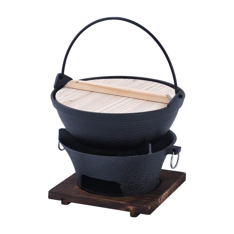 ZISIZ Commercial Cast Iron Sukiyaki Pot with Charcoal Stove Set