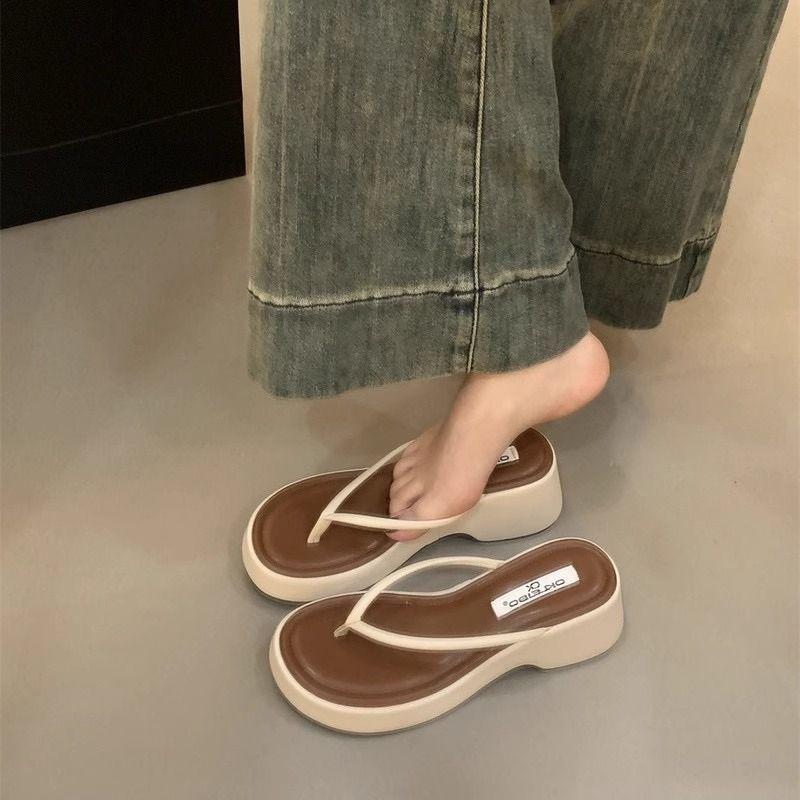 Shoes for Women Outside Slides Height Unique Shoe Summer Woman Flip Flops Slippers Footwear Casual Original on Sale 2025 Sandals
