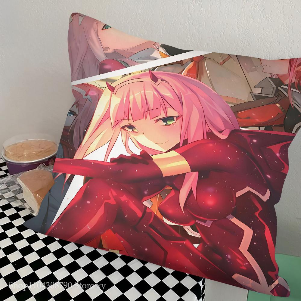Anime Darling In The Franxx Pillow Case Square Pillow Bedroom Sofa Leisure Comfort Cushion Car Living Room Home Decoration