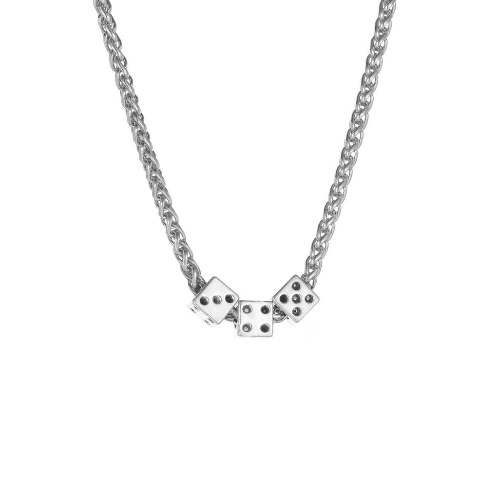 Stylish Geometric Dice Pendant Necklace For Women With Elegant Snake Chain Design