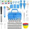 Cake Decorating Mouth Set with Three-Layer Storage, Blue Folding Gift Box, Baking Accessories Tools, 115Pcs