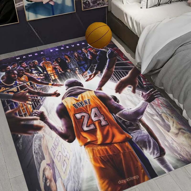 Sports basketball star pattern rug, suitable for living room home decoration, children's play area rug, non-slip area rug, bedroom doormat.