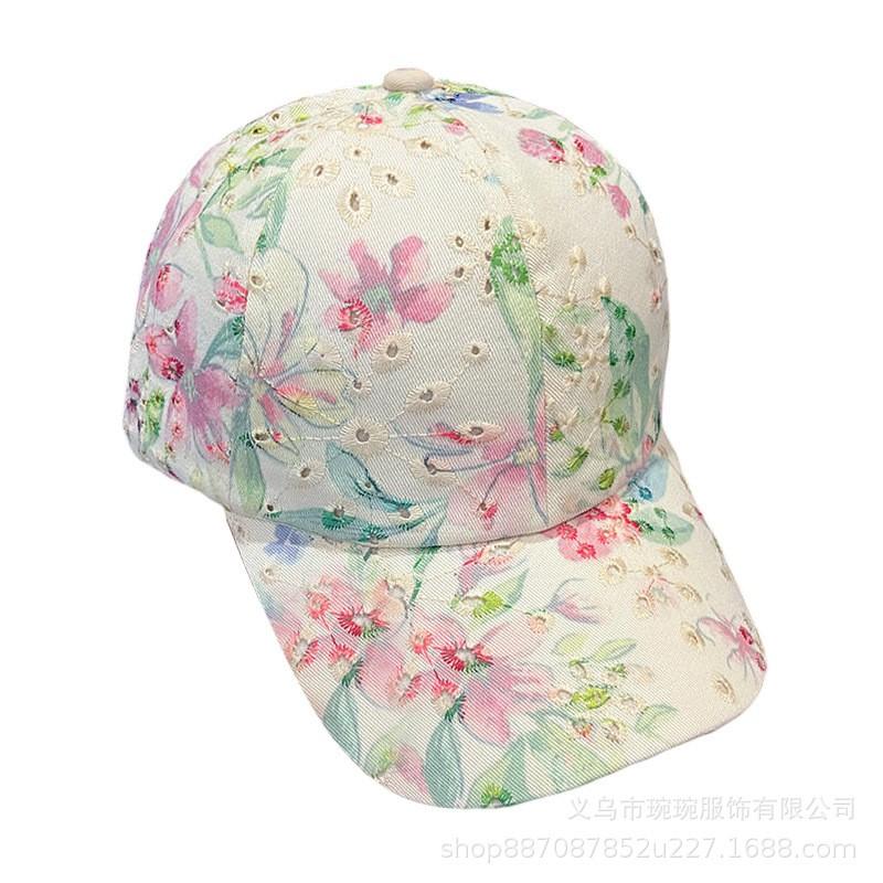 Womens Floral Embroidered Baseball Cap With Adjustable Fit - Sun Protection Hat In Cotton Stylish OL Fashion Accessory